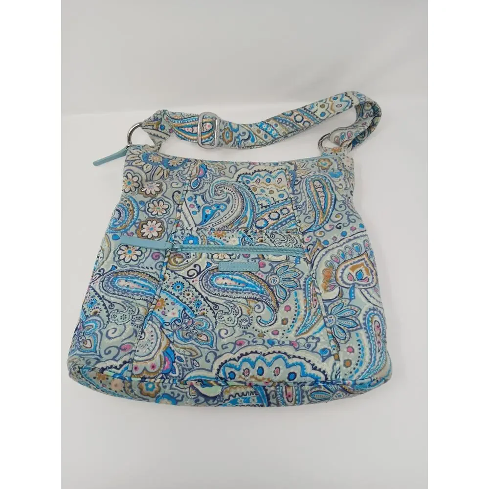 VERA BRADLEY Blue Daisy Dot Paisley Shoulder Strap Purse Bohemian Blue Luxury